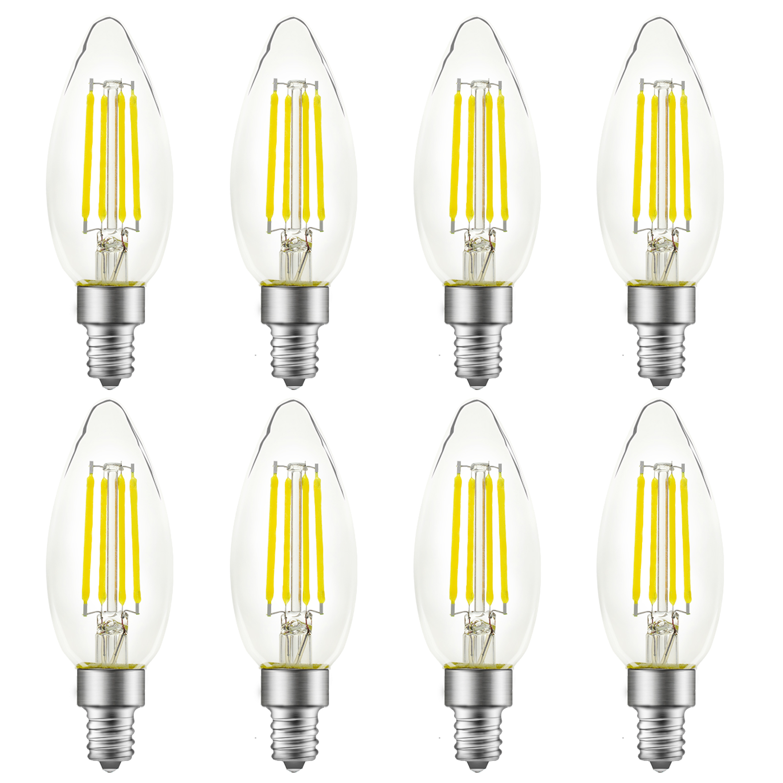 B10 LED Light Bulb, E12 Standard Base, 8 Pack