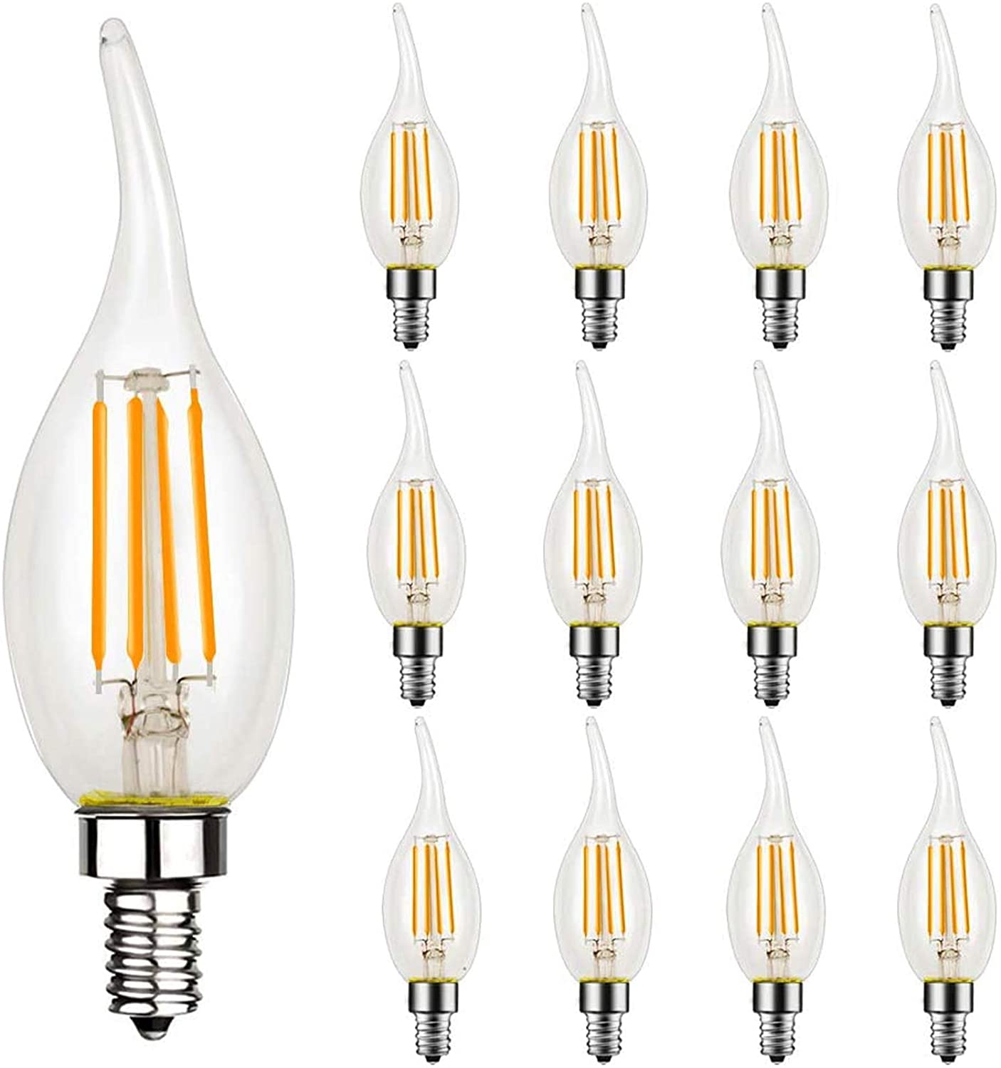 12 Pack 60 Watt Dimmable LED Chandelier Light Bulb
