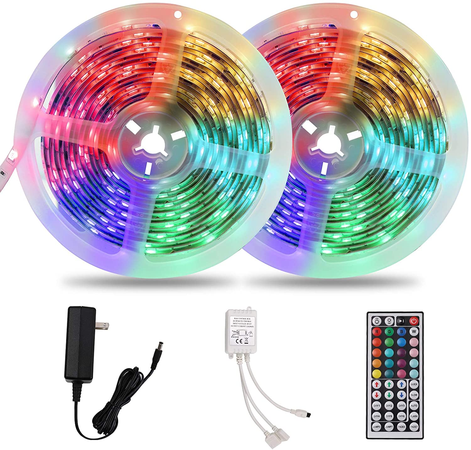  32.8ft 10m Dimmable LED Strip Lights, Flexible RGB Color Changing, 300 5050LEDs Light Strips Kit with Remote Controller 